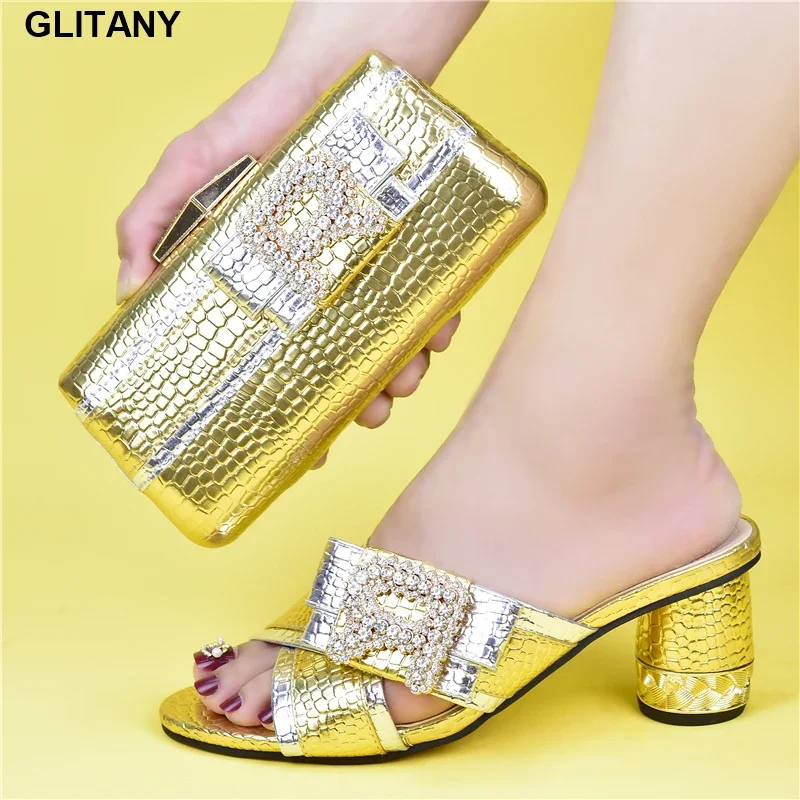 

New Arrival Italian Matching Shoe and Bag Set for Wedding African Wedding Shoes and Bag Set Wedding Shoes Bride Cristal Party