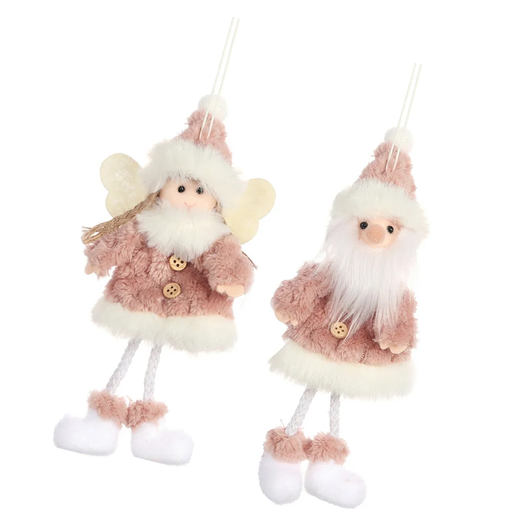 

2 Pcs Christmas Ornaments Decoration Decorations Plush Santa Claus Hanging Tree Party Pendant