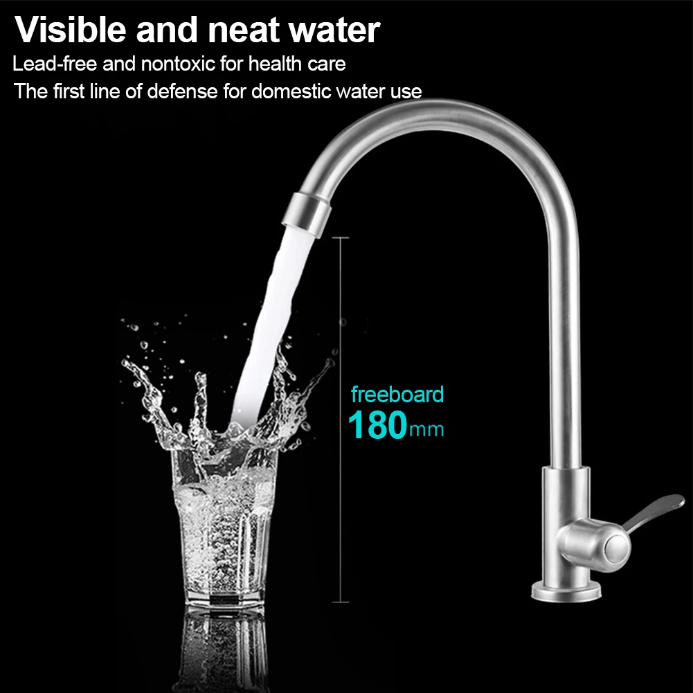 Stainless Steel Kitchen Faucet Water Purifier Single Lever Hole Tap Cold Basin Sink Tap Bathroom Accessory