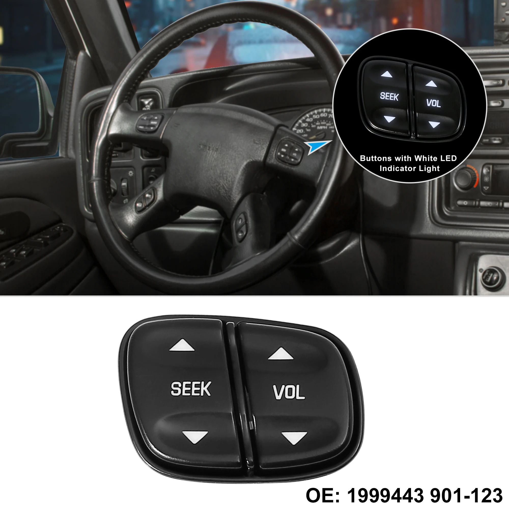 Steering Wheel Control Switch Buttons For Chevy Silverado GMC Sierra 2003-2009 - 4 Button Set