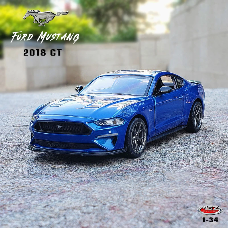 

MSZ 1:34 Hot New Style Ford Mustang GT 2018 Sound And Light Alloy Model Diecast Metal Vehicle Pull Back Car Children Toy Gift