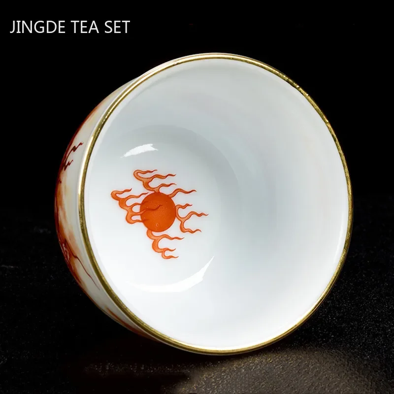 Chinese Ceramic Dragon Pattern Teacup Household Enamel Craftsmanship Tea Cup Personal Single Cup Boutique Tea Set Accessories