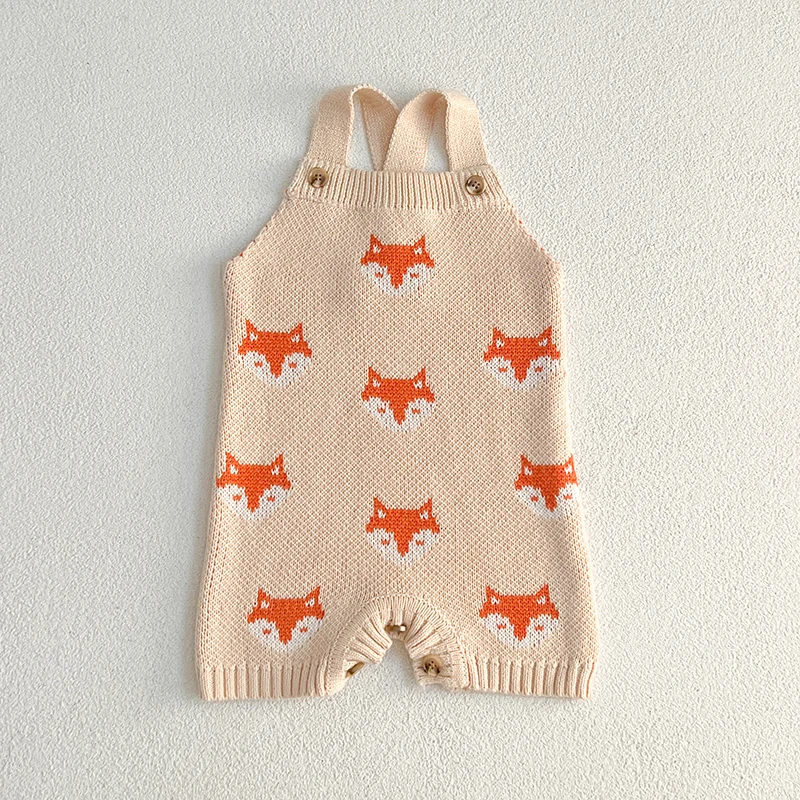 

Spring Autumn Newborn Infant Baby Boys And Girls Fox knit Sleeveless Rompers Kids One-piece Fashion Baby Clothing Overall 0-24M