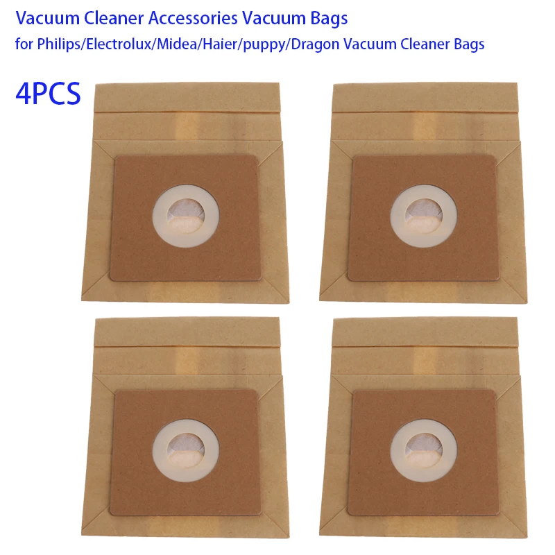 

4pcs Philips/Electrolux/Midea/Haier/Sharp/Samsung/Pensonic/LG Universal Vacuum Cleaner Paper Dust Bags Replacement Accessories