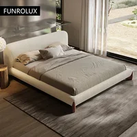 Lit double en laine d'agneau à dossier doux, lit en tissu, tatami japonais, chambre principale minimaliste italienne, moderne et simple 4