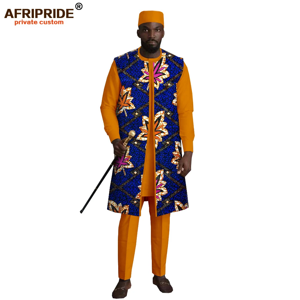 Ropa africana para hombre, chándal de piezas, abrigos camisas Dashiki, pantalones sombrero, trajes tradicionales AFRIPRIDE A2016004|Conjuntos para - AliExpress