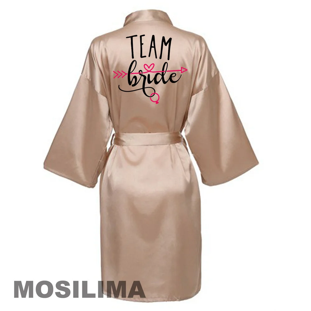 Women Silk Satin Short Night Printing Robe Kimono Robe Fashion Bath Sexy Bathrobe Femme Wedding Bride Bridesmaid SP231