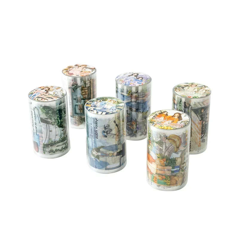 1Roll/3Roll 캐릭터 풍경 라이프 플래너 시리즈 목표 2m PET 스티커 경력 테마 추적 저널 장식 동기 부여