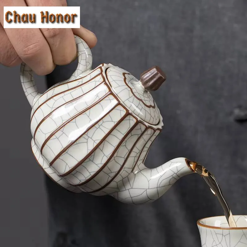 Boutique Longquan Celadon Ru Kiln Moon White Glaze Teapot Handmade Household Ceramic Kung Fu Teaset Tea Ceremony Drinkware Gifts