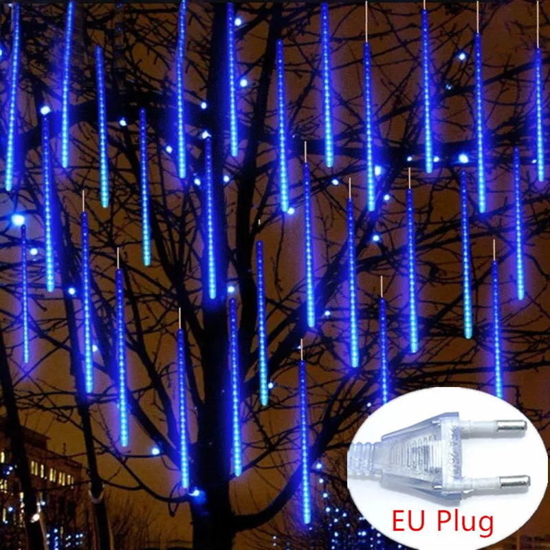 Meteor Shower Rain Fairy String Lights EU Plug LED Lights Street Christmas Decorations for Home Outdoor Wedding New Year