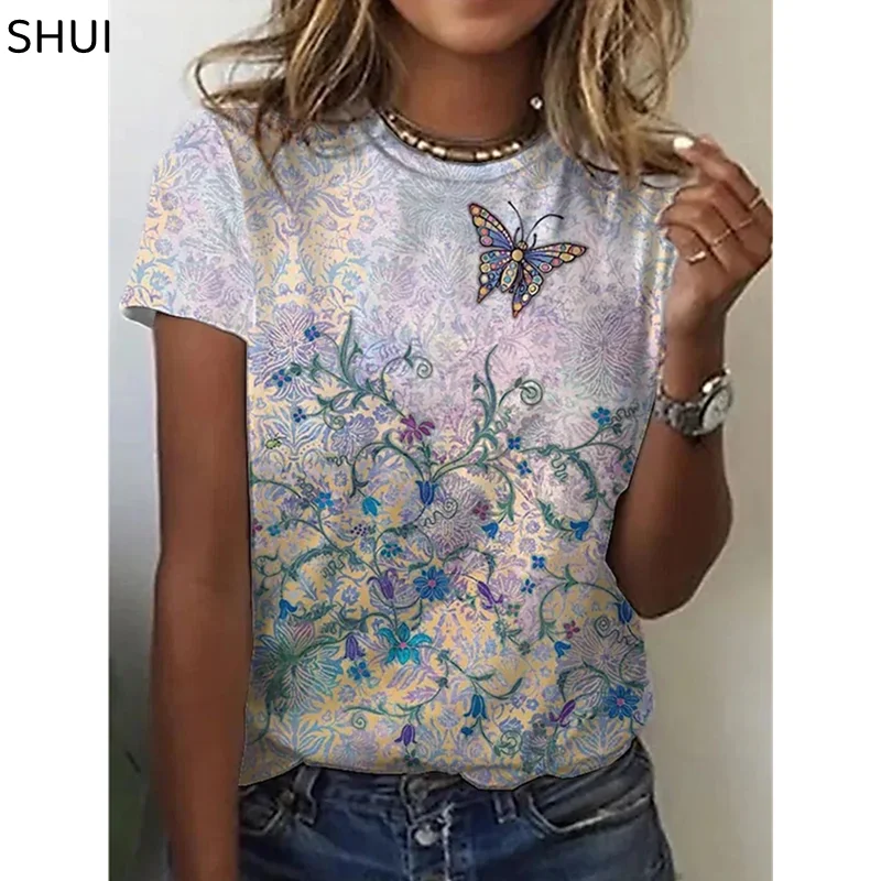 2022 Novelties Women's Floral Butterfly Clothing Summer Pink Womens