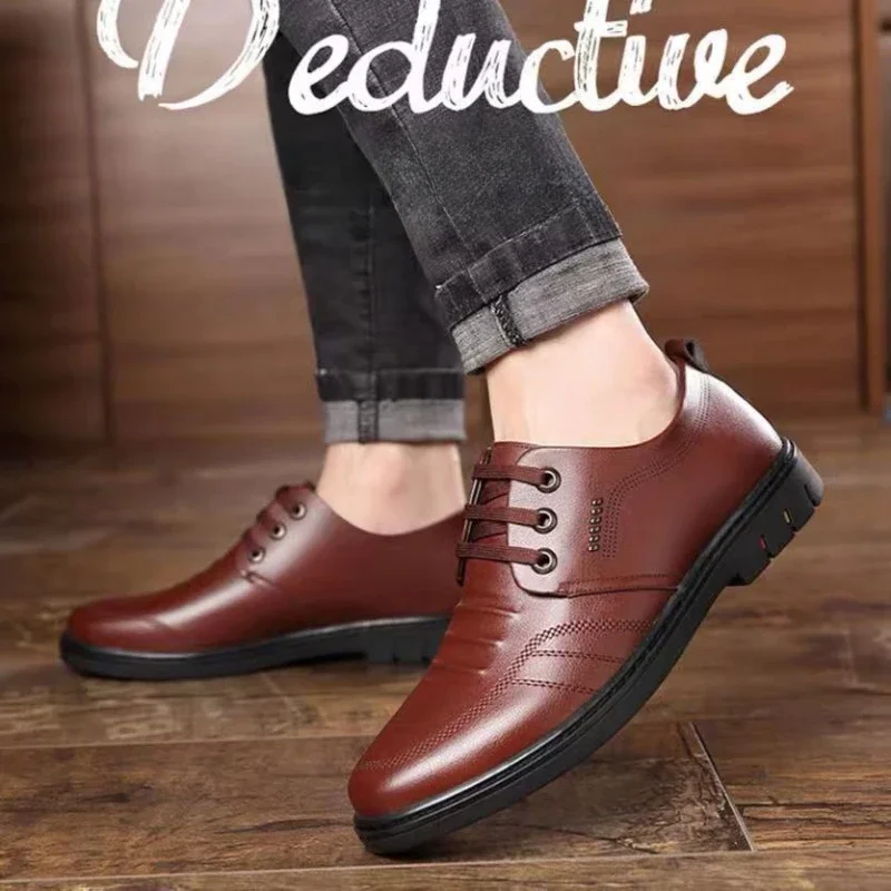 Leather Shoes Men's New Business Formal Shoes for Men Autumn Breathable Men's British Korean Pointed Toe Wedding Groomsmen Shoes 5