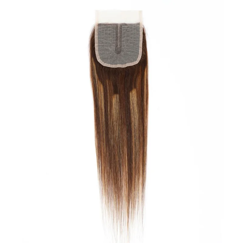 P4/27 Highlight Color 4x1 T Part Lace Closure Brazilian Straight Hair Human Hair Closure For Black Woman Soft and Silky