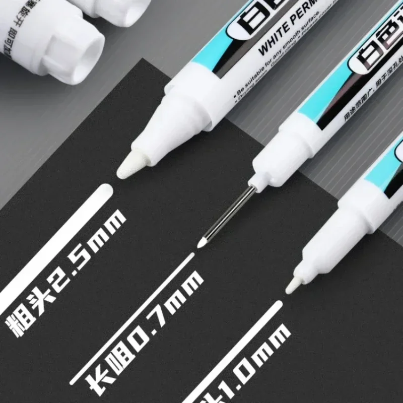 White Marker Pens 0.7/1.0/2.5mm Waterproof Paint Tread Environmental Car Tire Painting Graffiti School Supplies