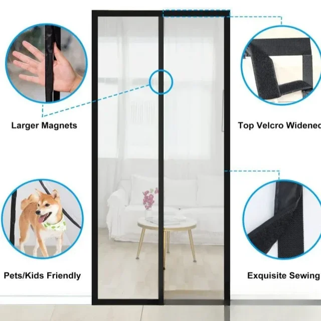 1 moustiquaire magnétique rideau de fenêtre magnétique rideau anti-moustique isolé salon moustiquaire gaze porte fenêtre 5