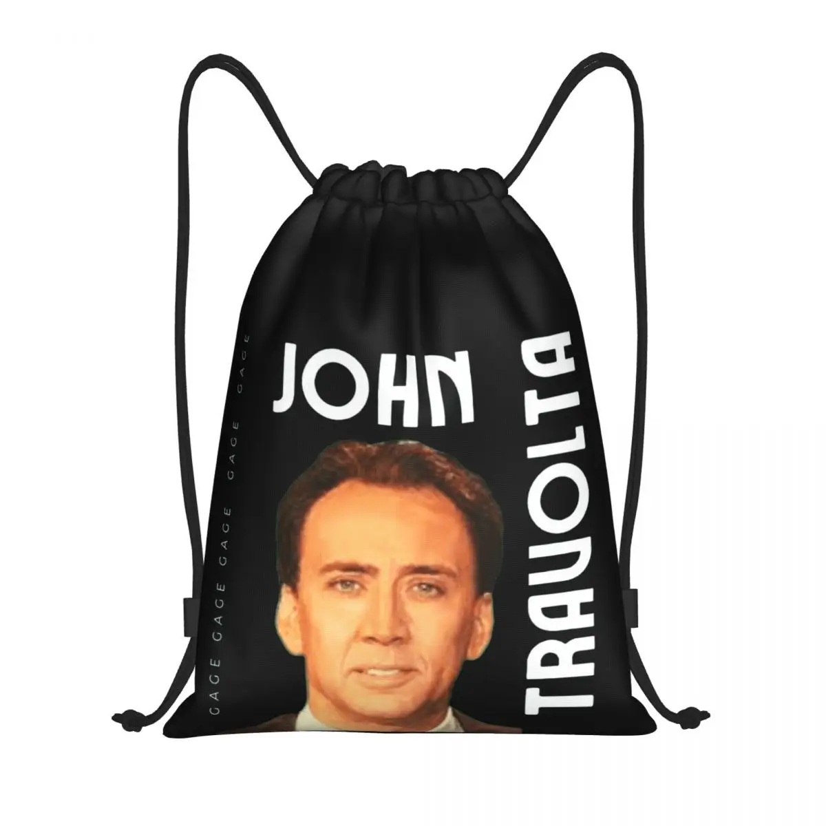 

Nicolas Cage John Travolta Face 17 Graphic Vintage Drawstring Bags Gym Bag Drawstring Backpack Cosy Backpack Casual