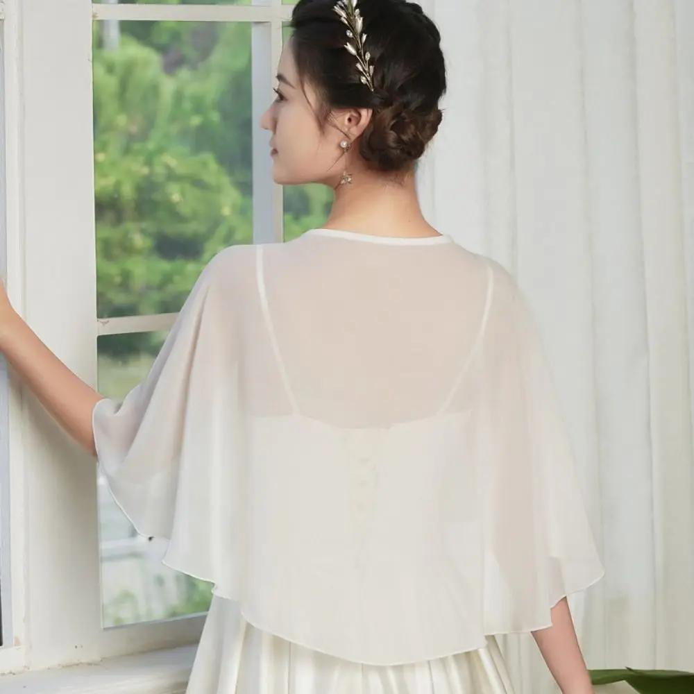 Fashion Sheer Chiffon Capelet Lightweight Design Elegant Style Evening Dress Wraps Wedding Cape Wedding Ceremony