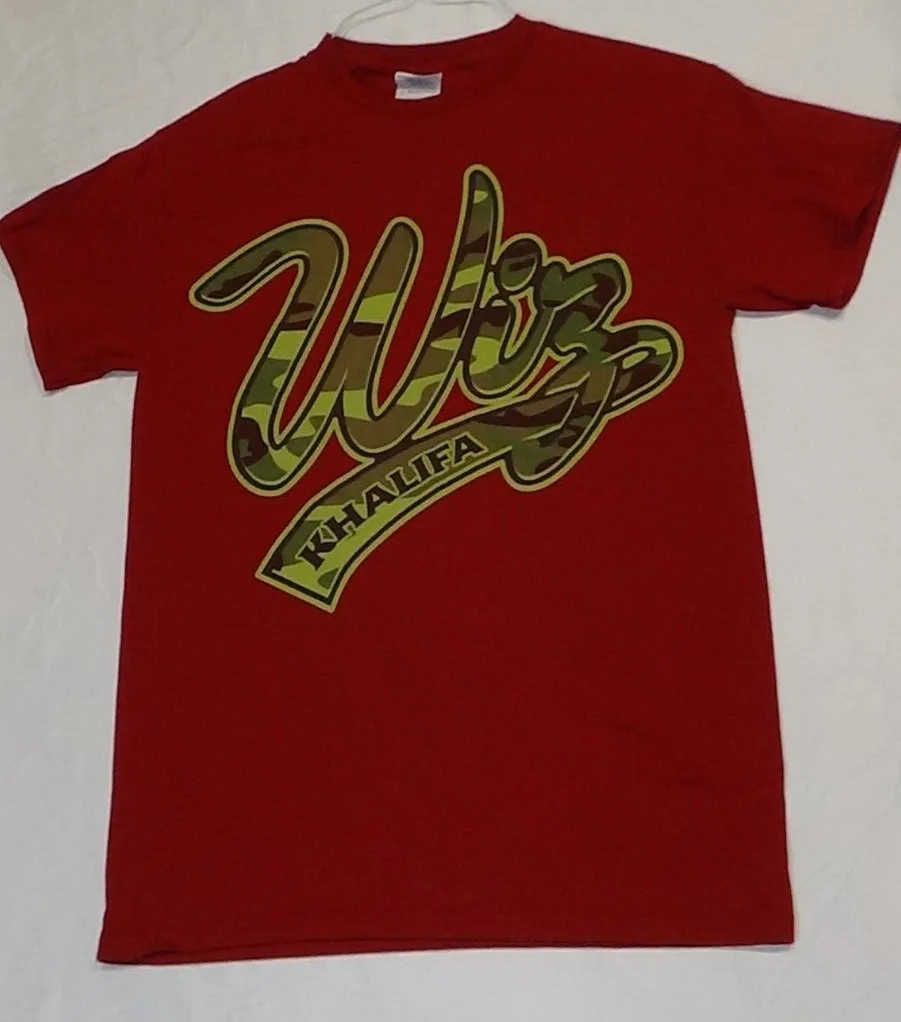 Футболка Wiz Khalifa с маленьким красным камуфляжным логотипом в стиле хип-хоп, рэп-тур, Винтажная футболка с длинным или коротким рукавом для концерта
