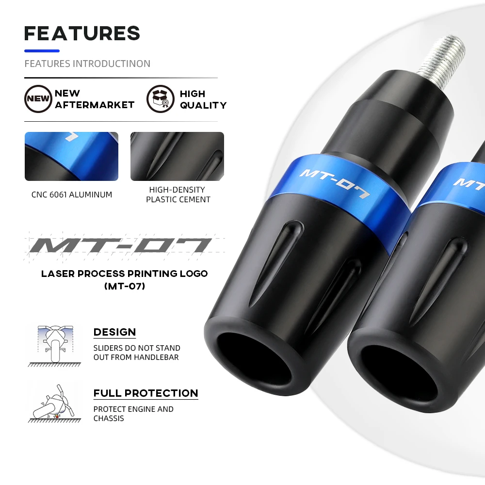 Motorcycle crash protectors MT-07 frame sliders crash protector for YAMAHA MT07 2014-2025 FZ07 Tracer 700/GT 7