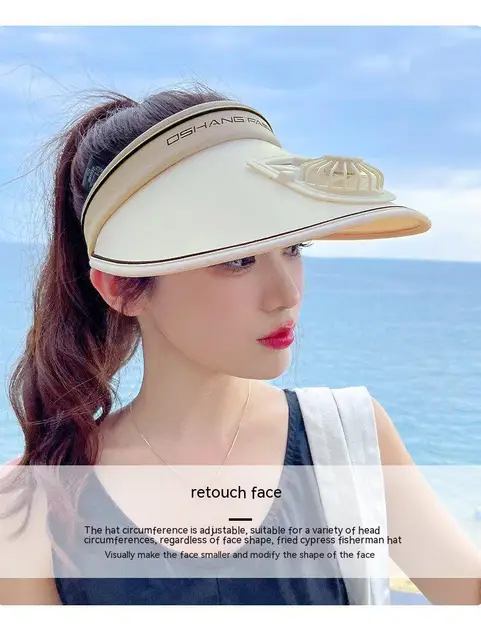 Visera con hebilla elástica ajustable para mujer, Sombreros con ventilador,  tres ajustes de temperatura, protección solar de área grande - AliExpress