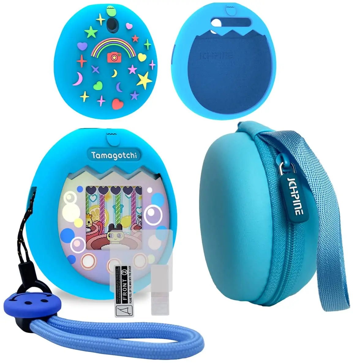 Hard Carrying Case and Silicone Cover and  Screen Pprotector and lanyard For Tamagotchi Pix （Only Case Cover）