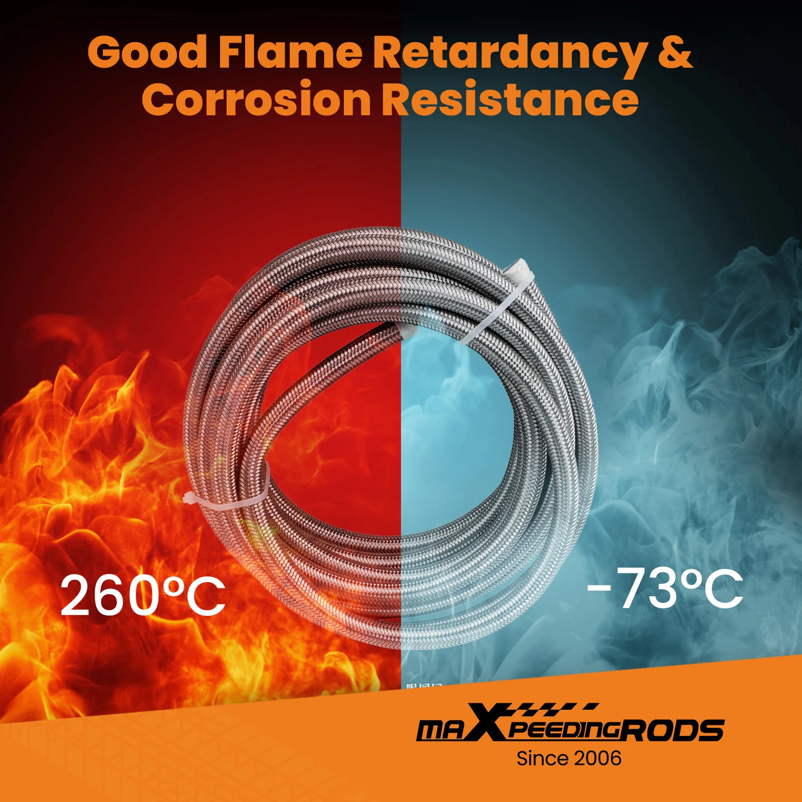 20FT 8AN AN8 Stainless Steel Braided Fuel Gas Oil Line Hose Kit -73°c ~ + 260°c 20 Feet 8 AN -8AN AN8 Black PTFE 5000 PSI