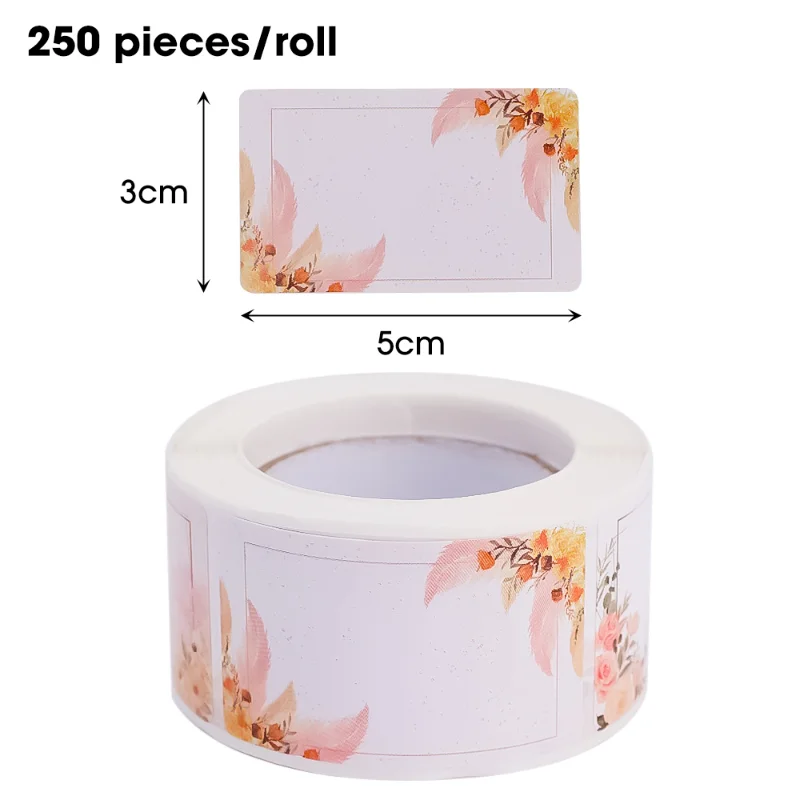 Flowers blank labels kitchen handwritten date stickers food storage sealing sticker gift decoration sticker 250pcs/roll