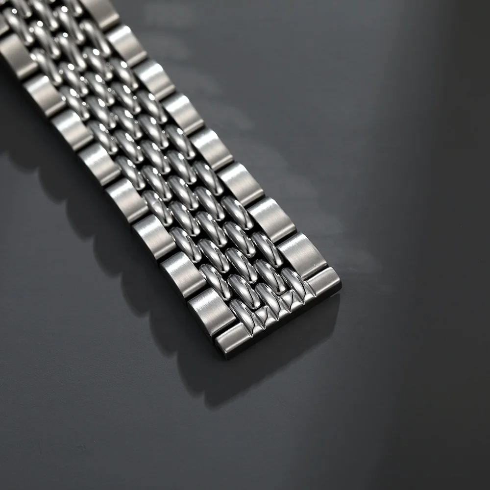 Silver Stainless Steel 20MM 22MM Bead Of Rice Watch Band
