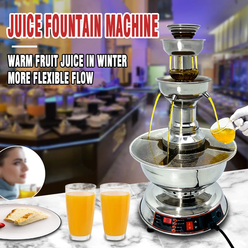 Red Wine Champagne Fountain Machine Wine Warmer 3 Tier Juice Waterfall Machine Restaurant Party Beverage Warmer