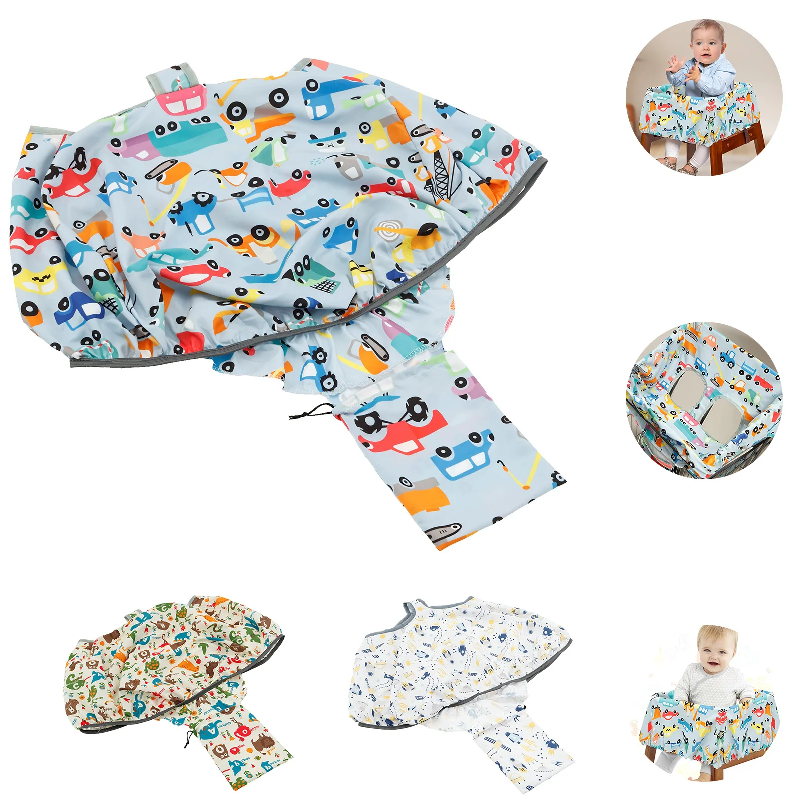Baby Shopping Cart Seat Cover Polyester Waterproof Carton Style Baby Safety Cart Cover Comfortable Children Anti-Dirty Seat Pad baby seat cover