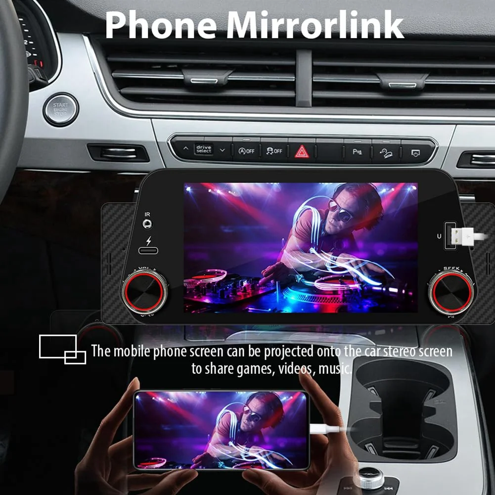 Single Din Car Stereo With Wireless Carplay/Android Auto, Touchscreen Radio, Bluetooth, Backup Camera, Mirror-Link