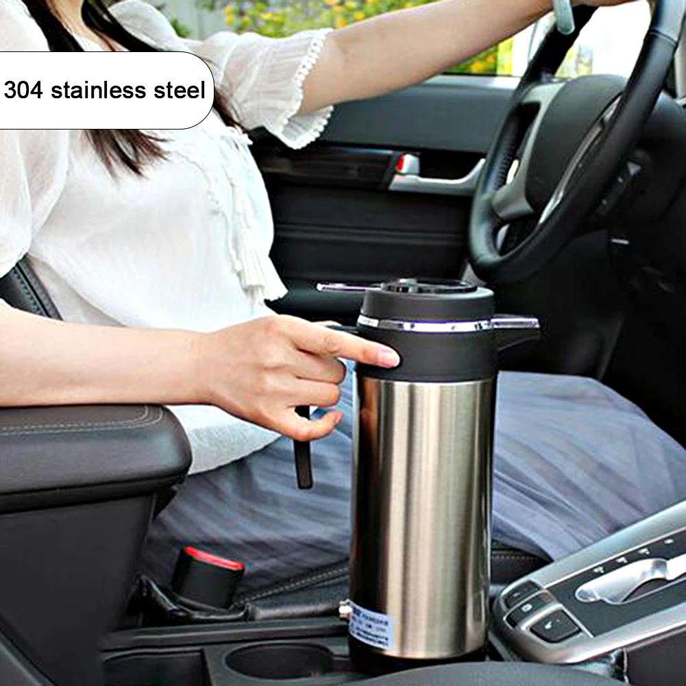1200ML 차량용 전기 주전자 12V/24V 자동 차단 기능 빠른 가열 120/240W 스테인리스 스틸 주전자 대용량 누수 방지 디자인