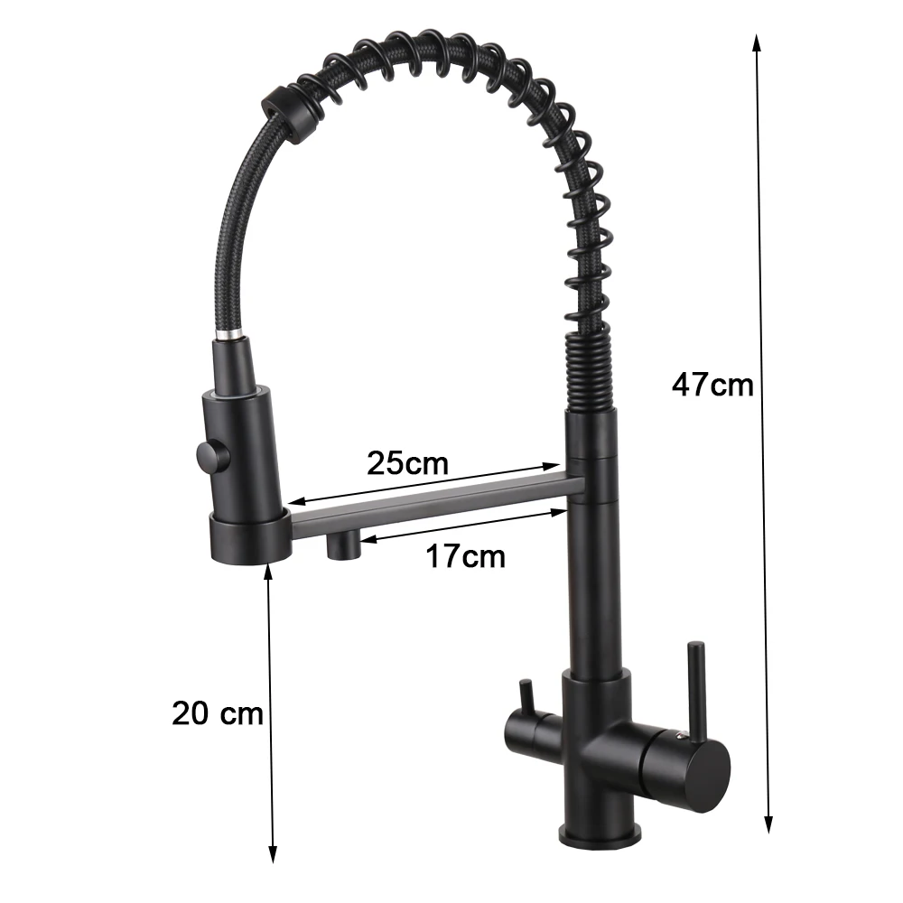 Water Purification Kitchen Faucet Black Hot and Cold Rotating Pull Out Brass Material Sink Mixer Drinking and Washing Tap kitchen faucets