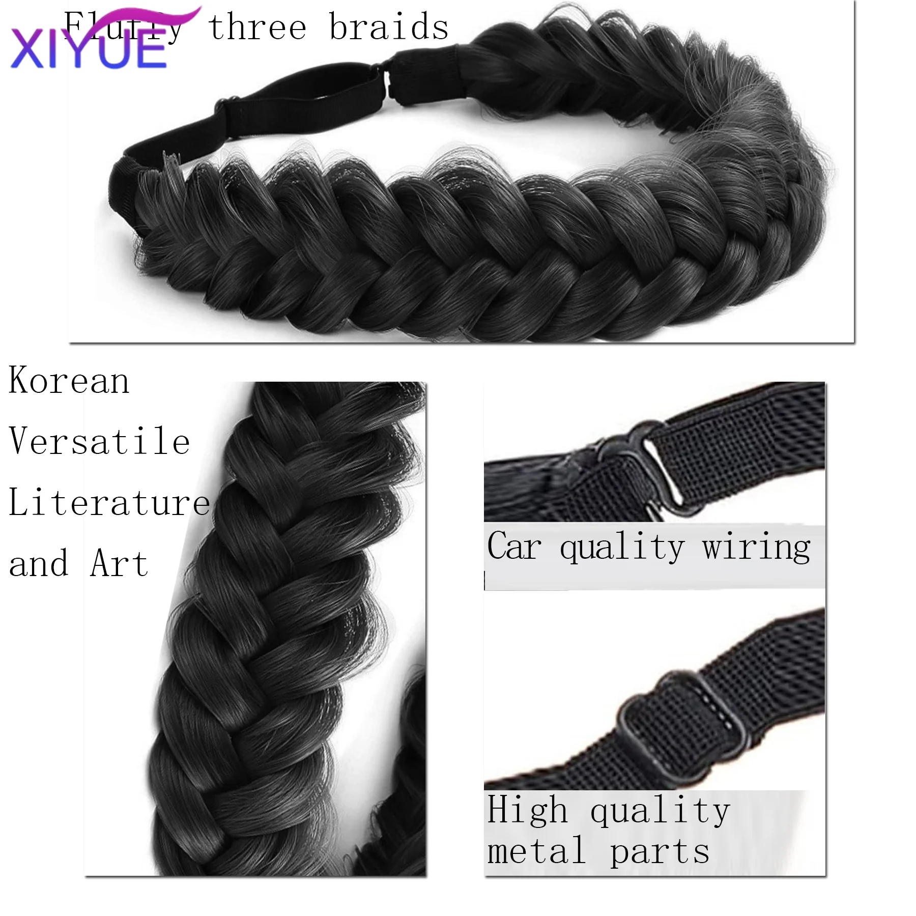 XIYUE S-noilite Synthetic Fishbone Braids Twist Elastic Hair Headband With Adjustable Belt Woman Hair Style Braided Headband Hai