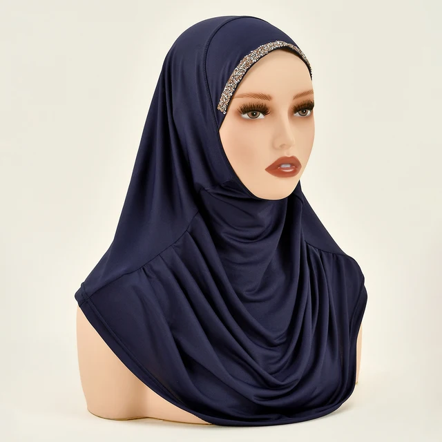 107631-ab807a.jpg Foulard en chanvre de couleur unie pour femmes, prêt à l'emploi, couvre-cou, Hijabs de sport, châles et enveloppes islamiques sans épingle, nouvelle collection