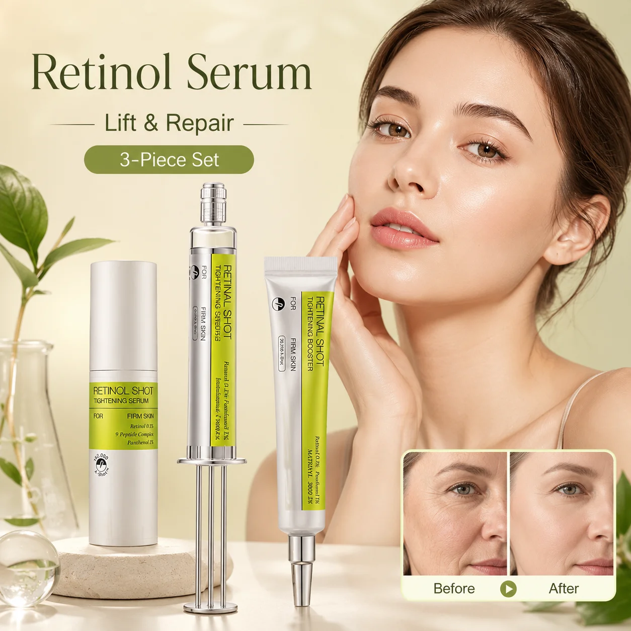 Siero Viso al Retinolo 15ml Rassodante Idratante Cura del Viso per Linee Sottili e Texture Irregolare Minimizza i Pori Antiossidante Anti-età - immagine 4