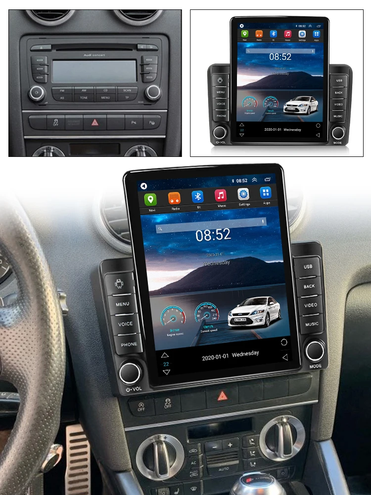 Autoradio PX6 Tesla pour Audi A3 8P S3, Android 2003, 2010, 2011