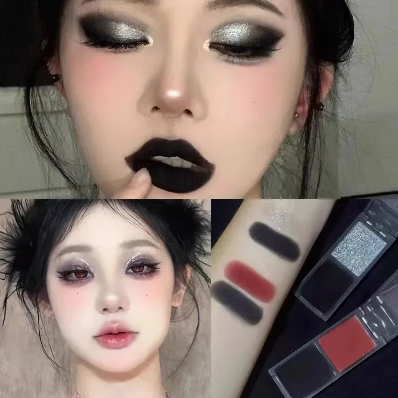 Dark Shibuya babes! biya black red eyeshadow disc red black two tone smoky makeup