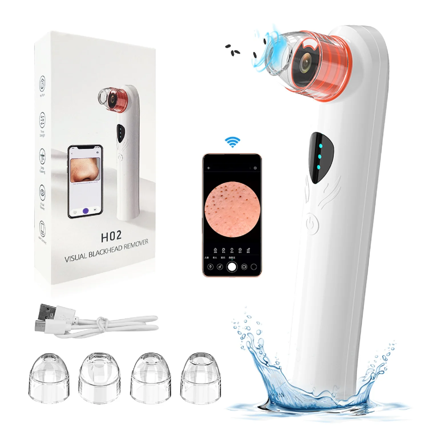 Description Picture 3 of itemBlackhead Remover Vacuum, Black Head Extractions Tool with Camera, USB Interface Type Pore Vacuum, Men and Women Pore Cleaner