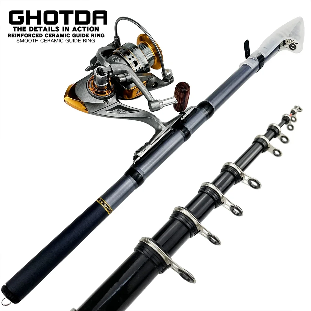 

1.5-3.0m Carbon Fiber Mini Rock Fishing Rod 13BB Fishing Reel Combo Telescopic Fishing Pole Spinning Reel Kit Pesca