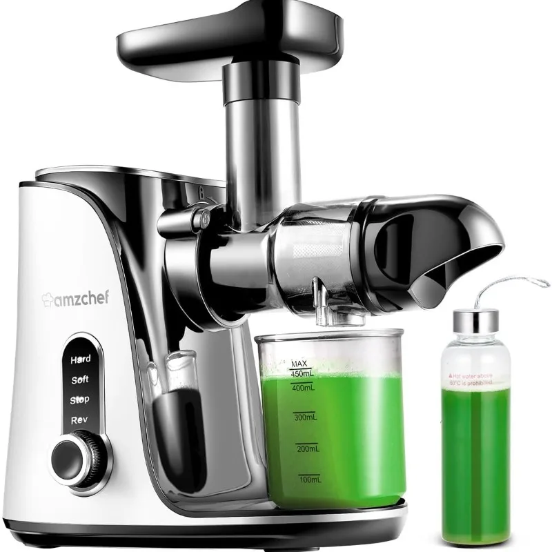 

Juicer Machines,AMZCHEF Slow Masticating Cold Press Juicer Extractor with Two Speed Modes, Travel bottle(500ML),LED display