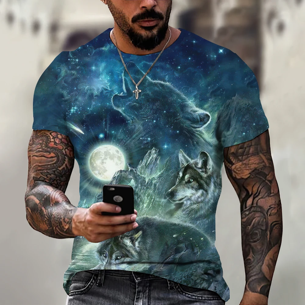 A Shirt Things Sale|men's Wolf 3d Print T-shirt - Summer