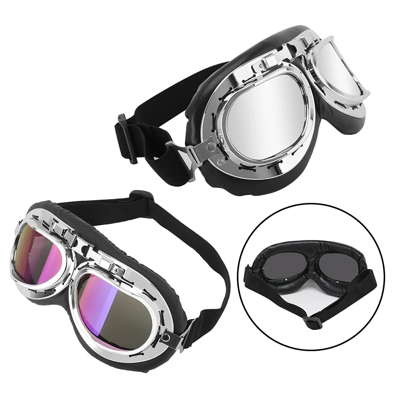 

Retro Motorcycle Goggles Glasses Motorbike Pilot Steampunk Vintage ATV Biker Scooter Cruiser Jet Helmet Cycling Ski Sunglasses