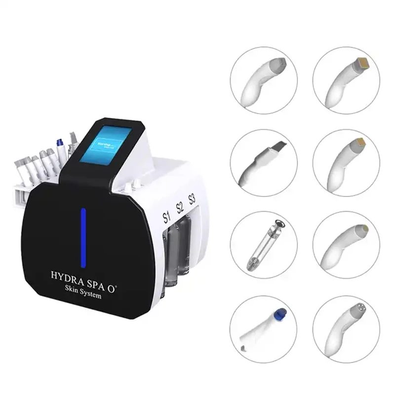 8 IN 1 RF Facial Eye Skin Care Device Microdermabrasion Machine Skin Lifting Water Spray Dermabrasion Machine Wrinkle Removing 1pcs for sample order hydrabeauty skin care deep cleaning dermabrasion spa facial peeling tip microdermabrasion beauty machines