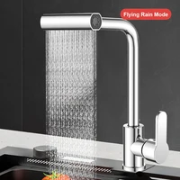 4 Modes Kitchen Faucet Waterfall Stream Sprayer 360° Rotation Basin Faucet 1/2inch Hot Cold Mixer Tap Kitchen Sink Faucet 2