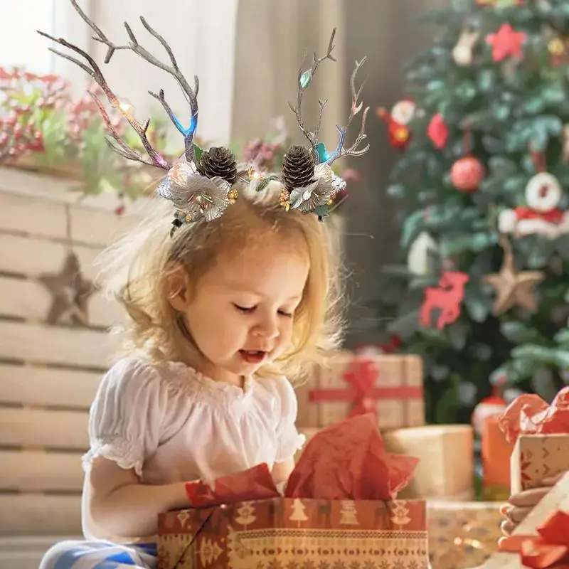 Kids Deer Headband Holiday Party Antler Hair Hoops Gift For Friends Kids Christmas Costume Hair Accessories For Weddings