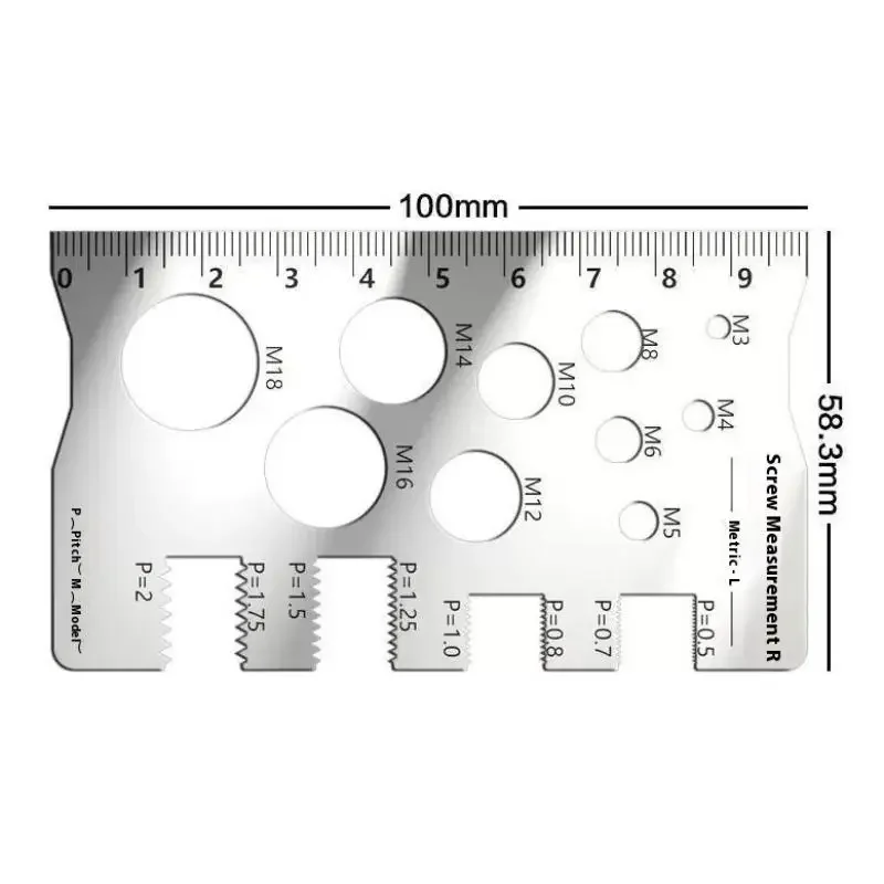 나사산 피치 게이지 눈금자 측정 도구 볼트 너트 미터법 가공 나사산 절삭 게이지 각도 모델 측정