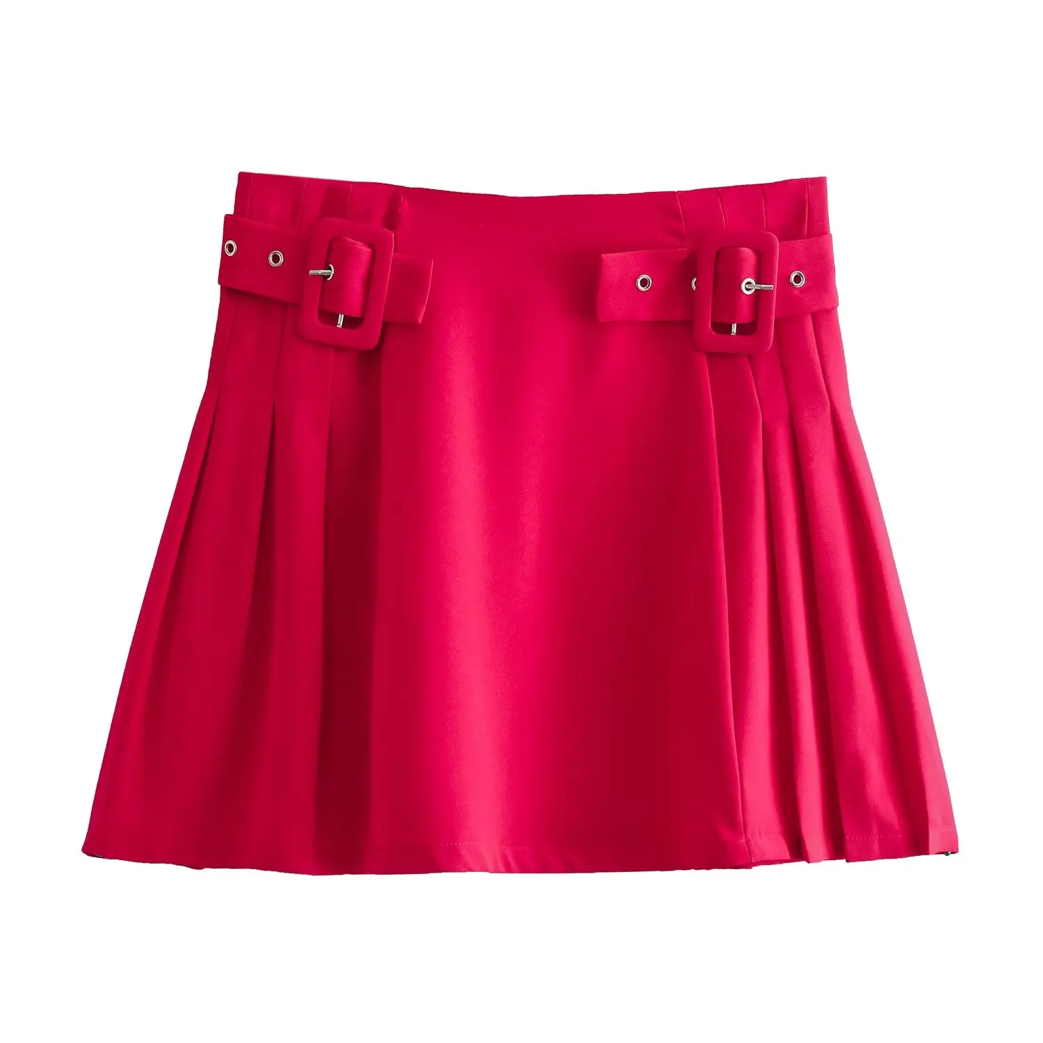 

Женская мини-юбка с металлической пряжкой, широкая плиссированная облегающая юбка с высокой талией, на молнии сзади