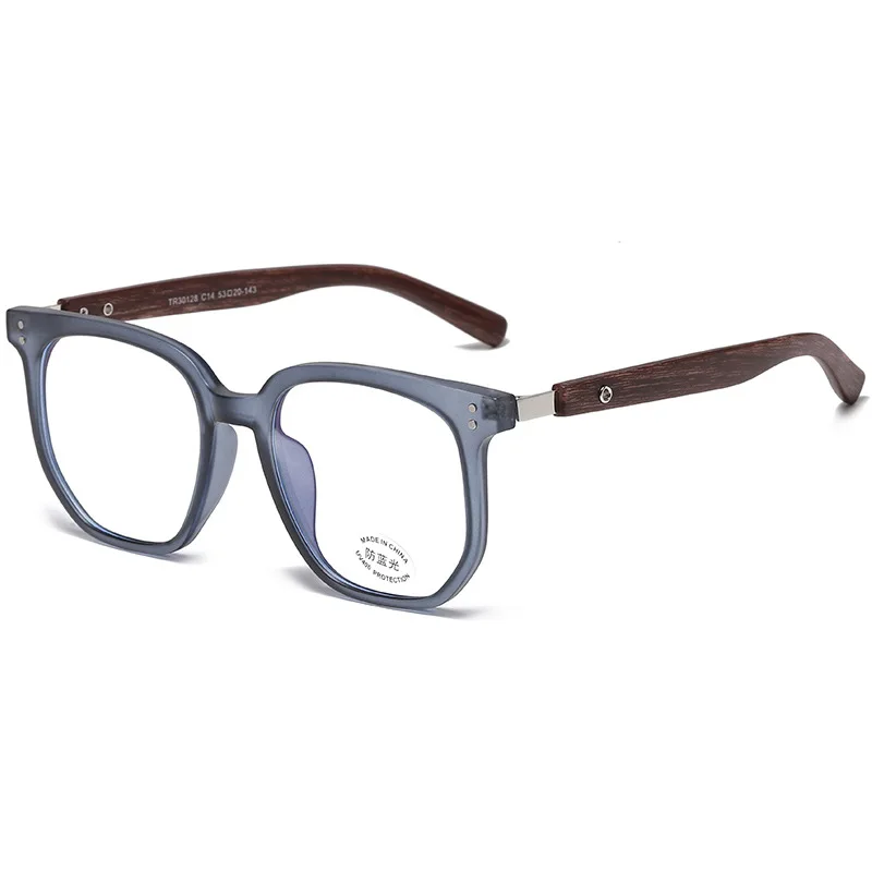 

Trendy Anti Blue Light Wooden Grain Leg TR90 Glasses, Men Women Korean Square Blue Ray Blocking for Computer Glass Frames F30128