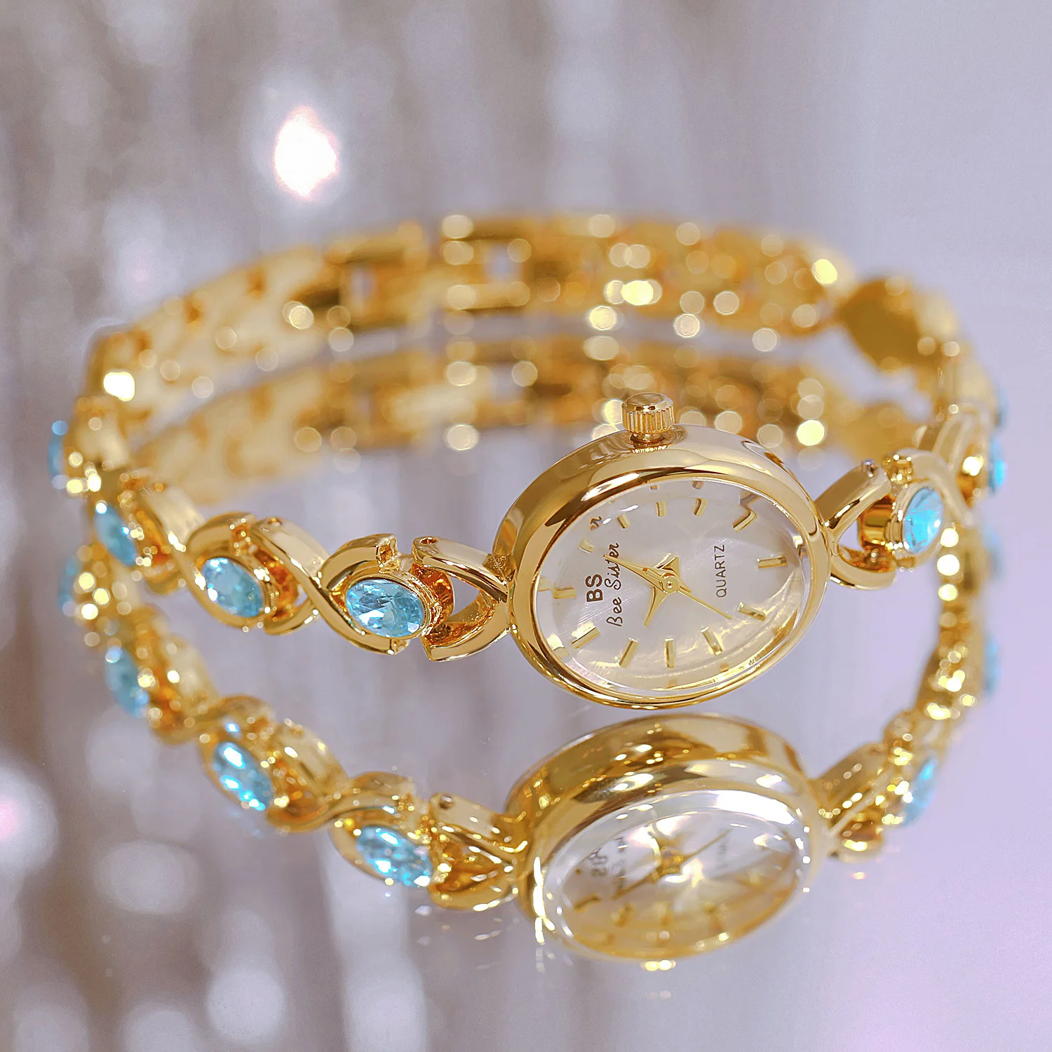 Blaue ovale Armbanduhr mit Kristallquarz-Design für Damen, Vintage-Stil, Gold, Silber, Jade – das perfekte Geschenk für Frauen_voghion.com